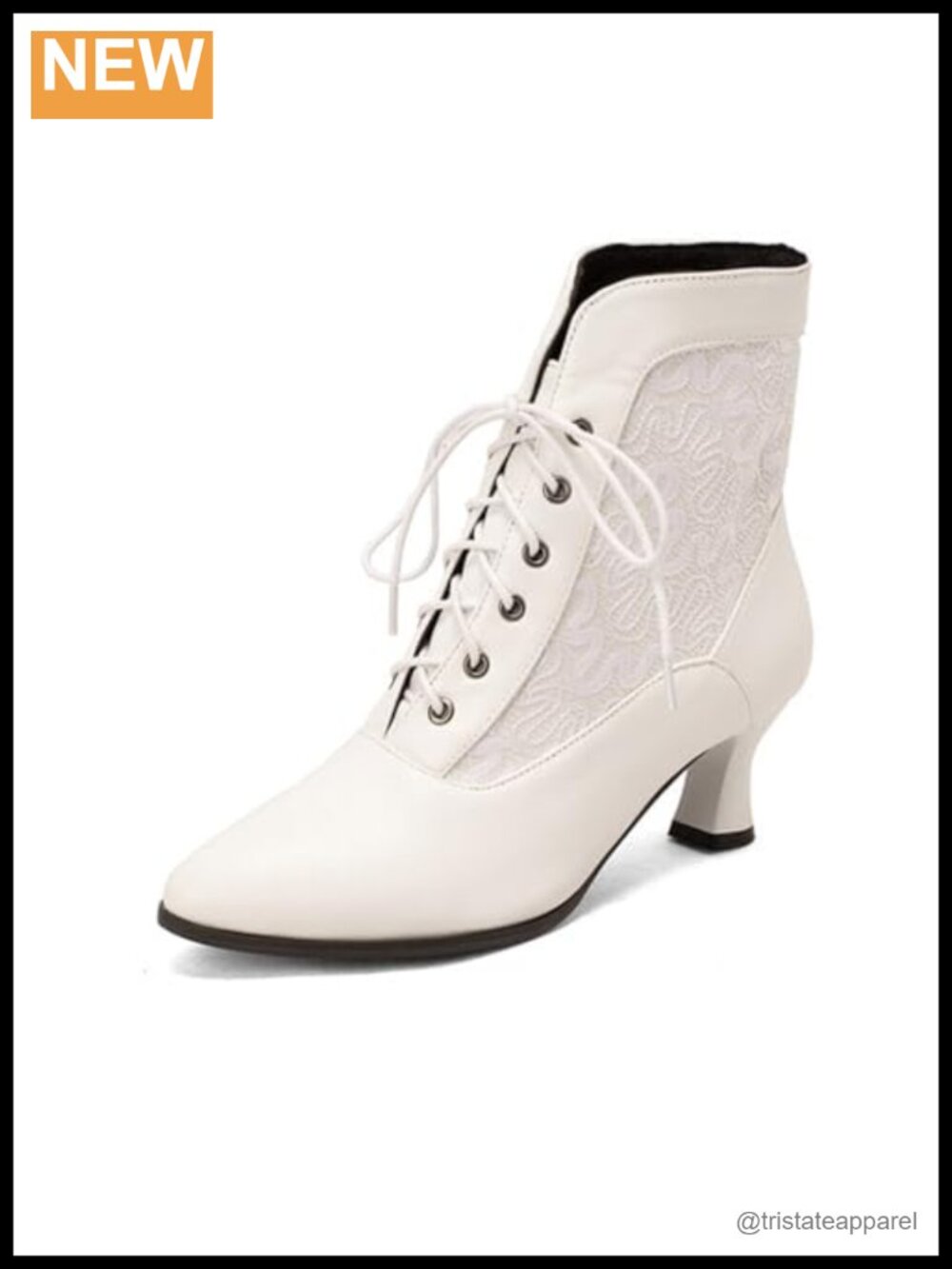 Women's Lace-Up Kitten Heel Ankle Boots Victorian Witch Chunky Heel PU Booties